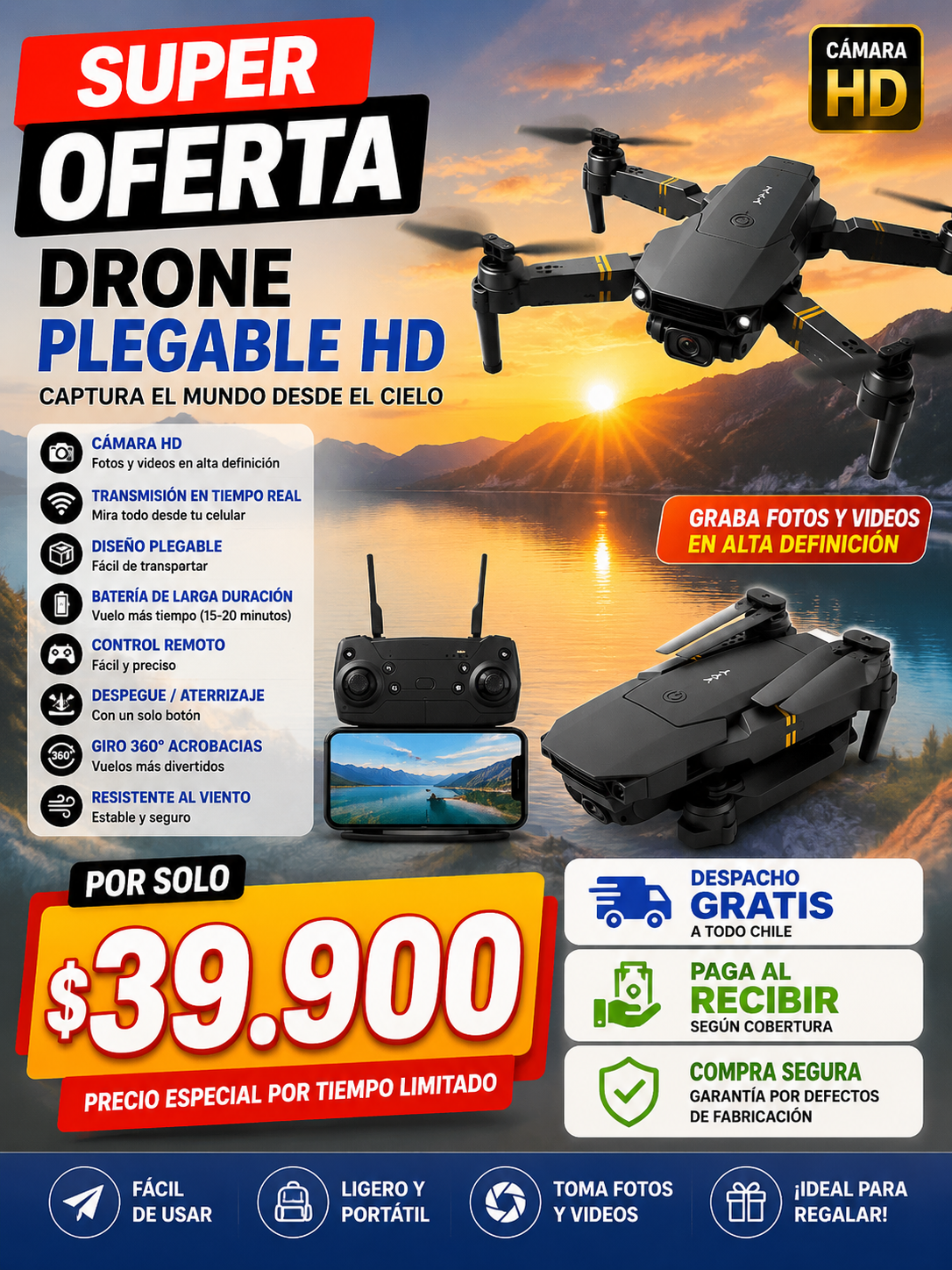 Flydrone - Dron Con Camara Full Hd 4k