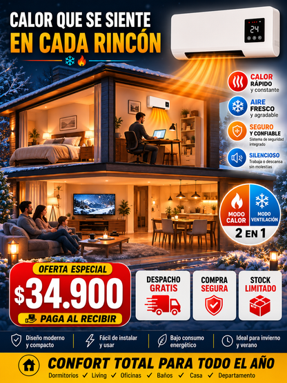 Aire Calefactor Con Ventilador De Pared