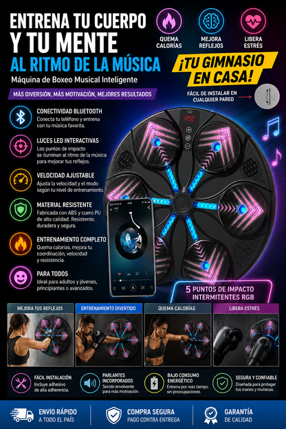 Maquina Boxeo con Bluetooth y guantes