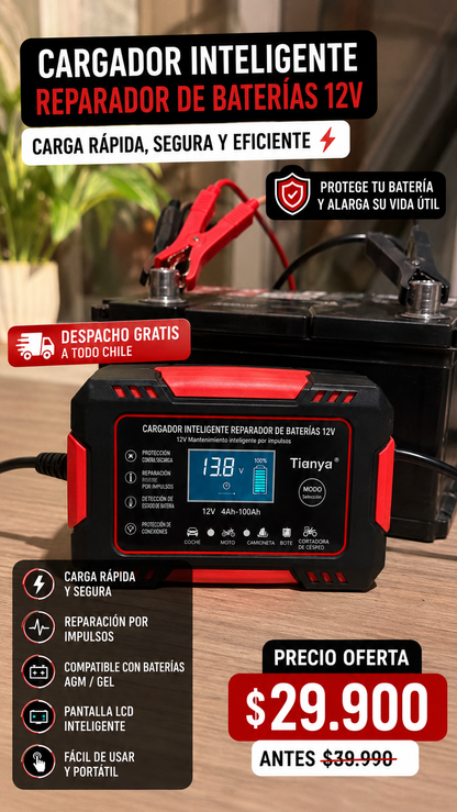 CARGADOR REPARADOR DE BATERIAS PARA AUTO