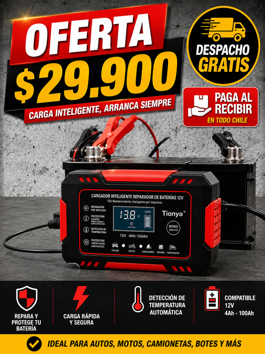 CARGADOR REPARADOR DE BATERIAS PARA AUTO