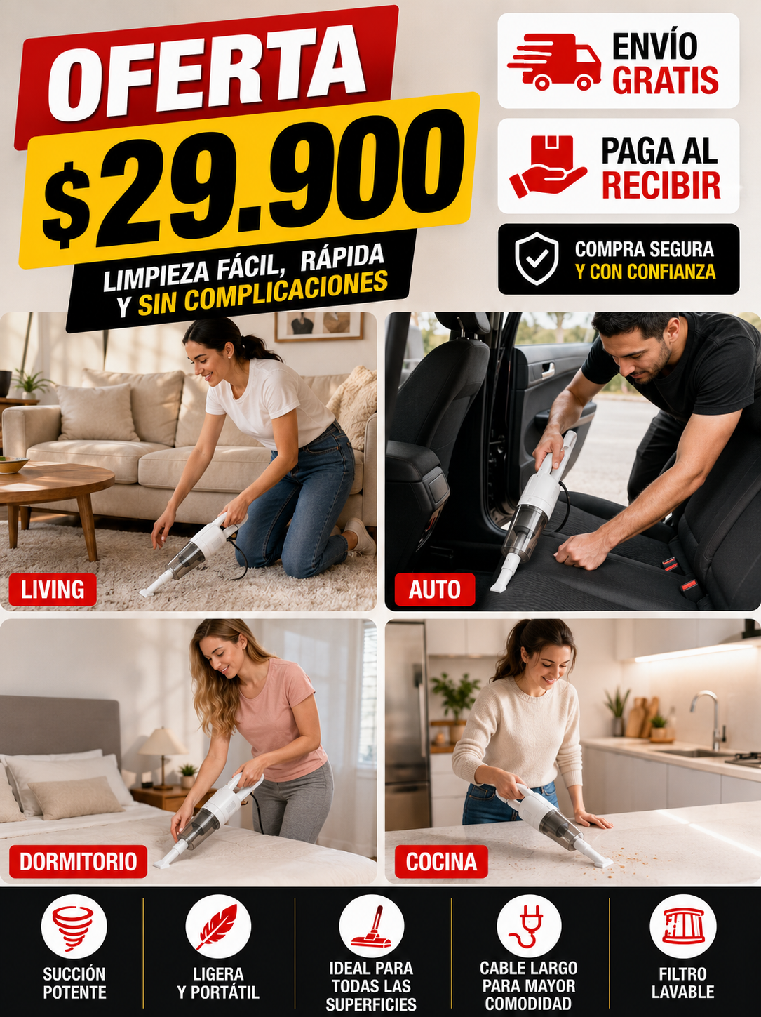 ASPIRADORA 2 EN 1 BLANCA HOME
