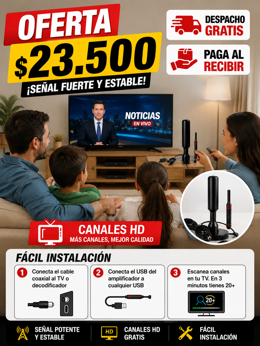 Antena digital super HD