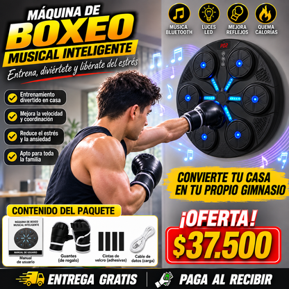 Maquina Boxeo con Bluetooth y guantes