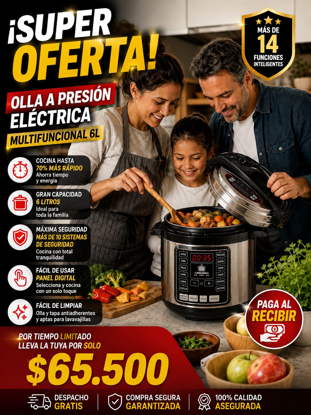 Olla a presion electrica digital 6lts