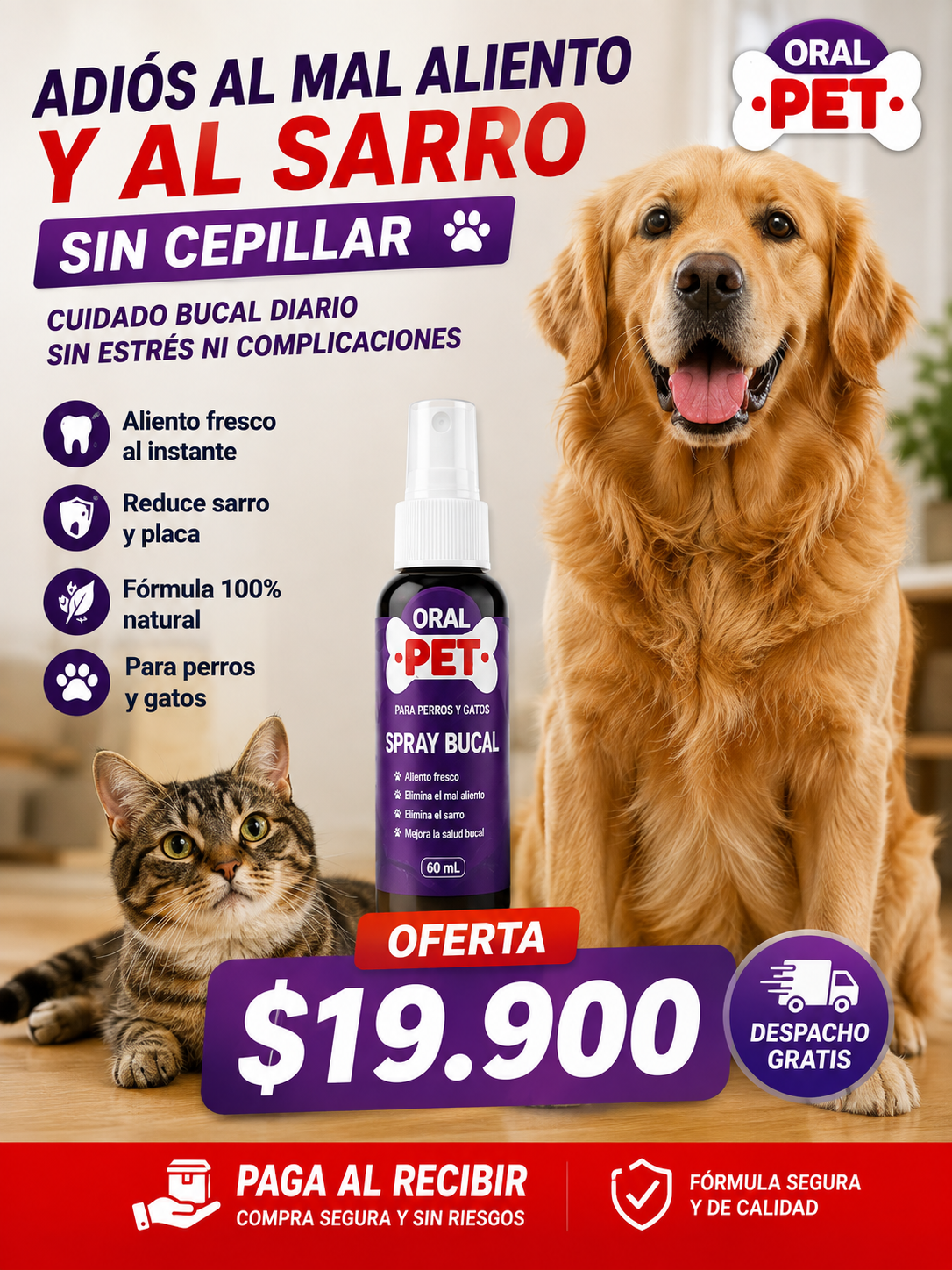 Oral Pet Spray Bucal Limpiador Mascotas