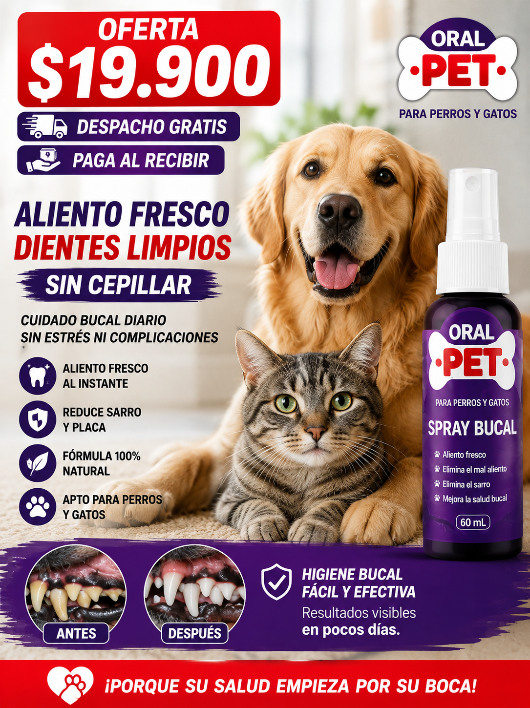 Oral Pet Spray Bucal Limpiador Mascotas