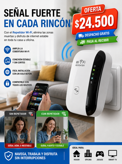 Repetidor De Señal Wifi - Señal en minutos sin técnico ni app