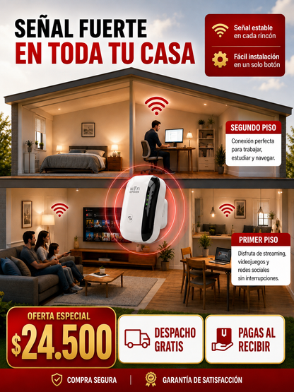 Repetidor De Señal Wifi - Señal en minutos sin técnico ni app