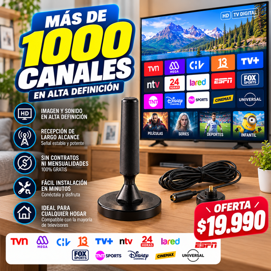 ANTENA TV DIGITAL HD + 1.000 CANALES