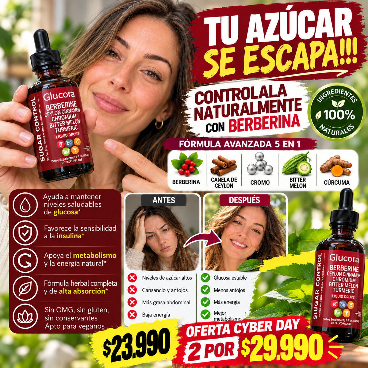 Berberina gotas Glucora Th